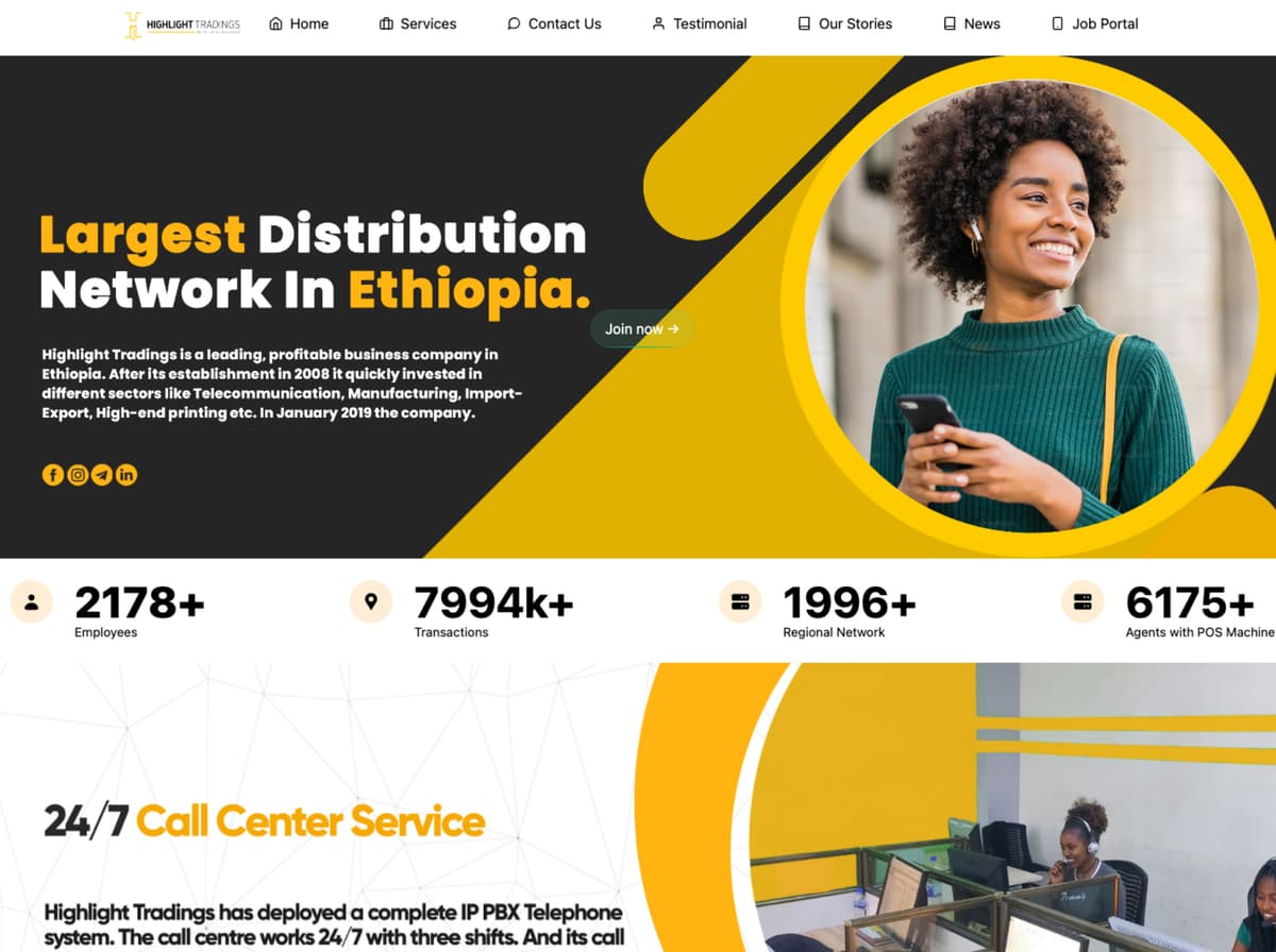 Highlight Tradings Company Profile Website
